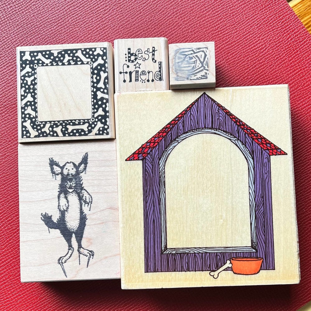 Dog Theme Paula Smart & Uptown Rubber Stamp Bundle of 5 Rubber Stamps